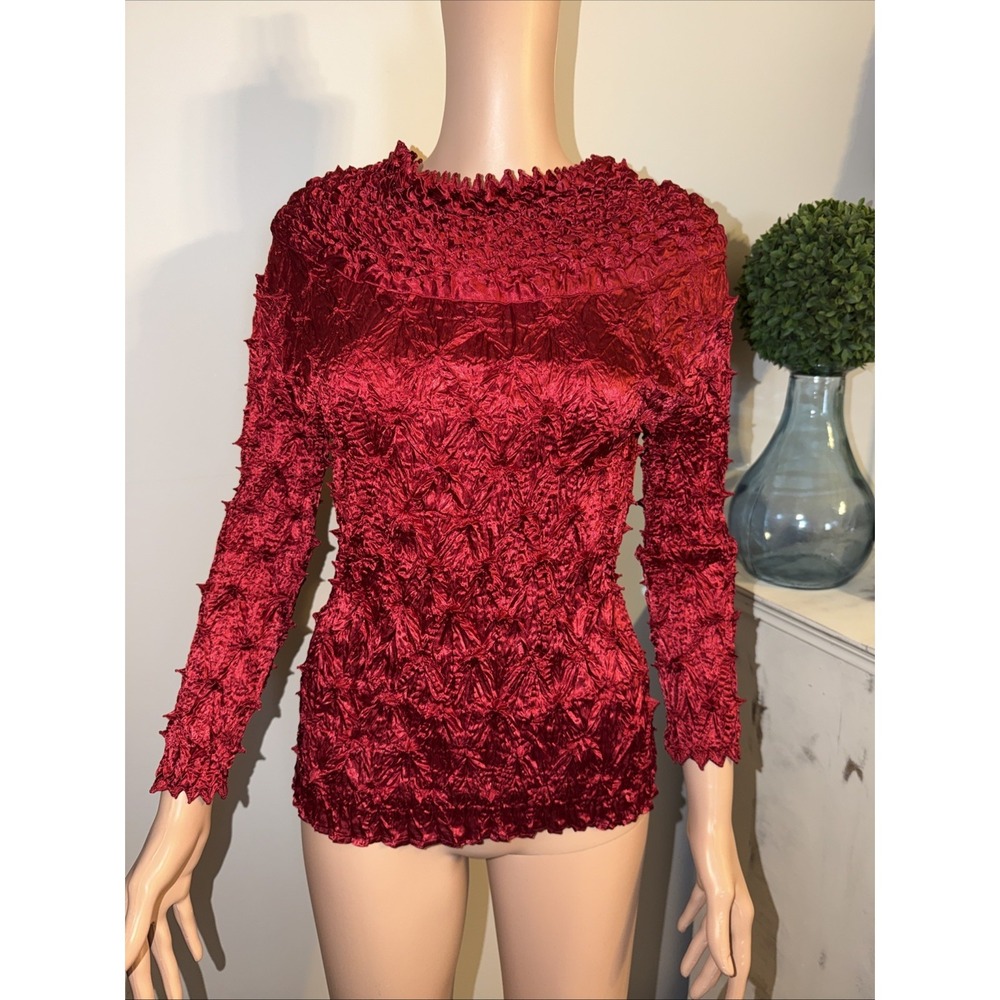 Caelian Red Popcorn Crinkle Y2K Super Stretchy‎ Size S NEW Deadstock